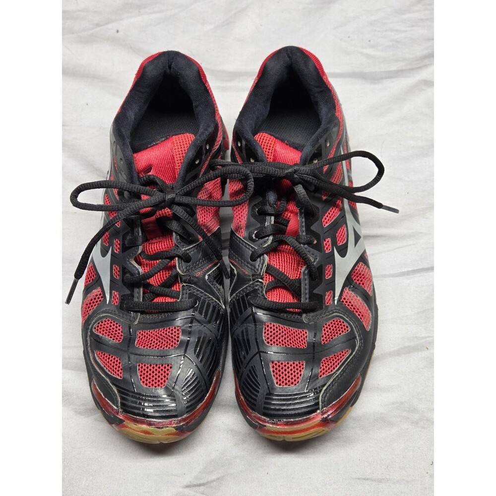 Mizuno Wave Womens Size 9.5 Volleyball Shoes Black With Red Accents